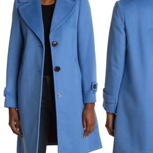 SAM EDELMAN  Single Breasted Twill Walking Coat in Lake Blue